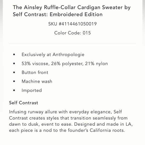 ANTHROPOLOGIE | The Ainsley Ruffle-Collar Cardigan - Picture 3 of 5
